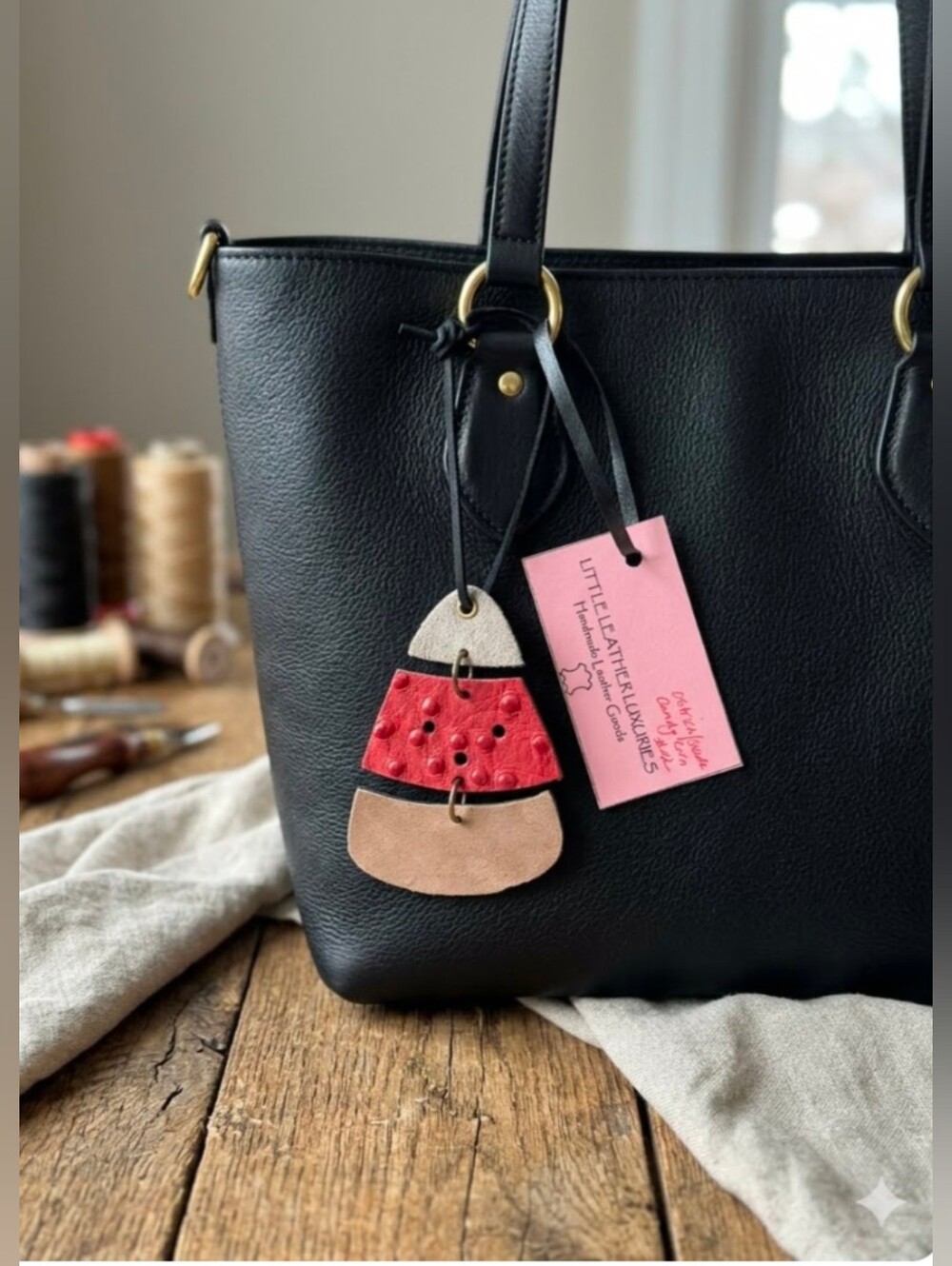 Handmade Genuine Ostrich Leather Suede Articulated Candy Corn Bag Chart #02